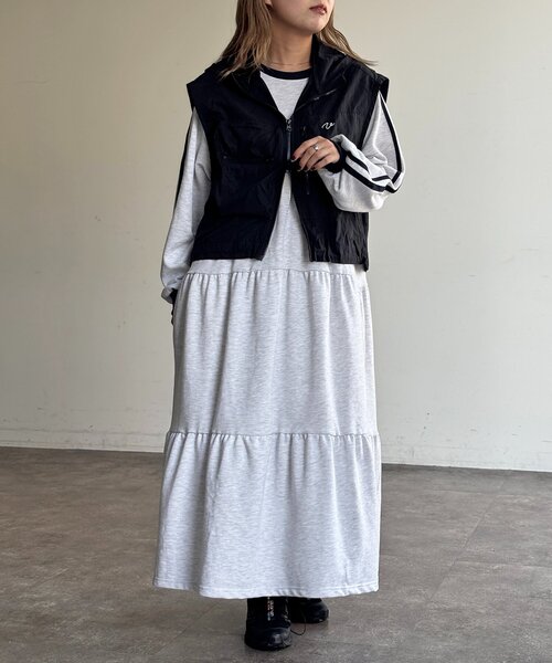 U.S. POLO ASSN.(ユーエスポロアッスン)の「【U.S. POLO ASSN.】裏毛ティアードワンピース(ワンピース・レディース・グレー/チャコールグレー/グリーン/ネイビー・FREE)」の12枚目の写真