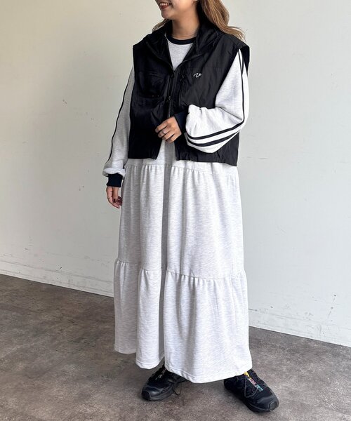 U.S. POLO ASSN.(ユーエスポロアッスン)の「【U.S. POLO ASSN.】裏毛ティアードワンピース(ワンピース・レディース・グレー/チャコールグレー/グリーン/ネイビー・FREE)」の13枚目の写真