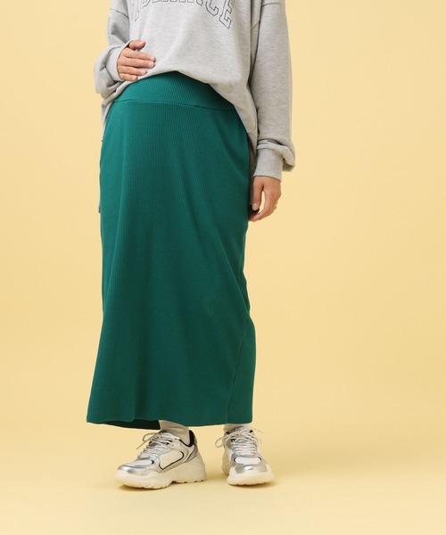 LEPSIM（レプシィム）の「【産前・産後対応】マタニティ／リブナロースカート　582139（マタニティウェア/グッズ・レディース・グリーン/ブラック・FREE）」の16枚目の写真