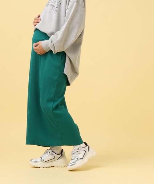 LEPSIM（レプシィム）の「【産前・産後対応】マタニティ／リブナロースカート　582139（マタニティウェア/グッズ・レディース・グリーン/ブラック・FREE）」の15枚目の写真