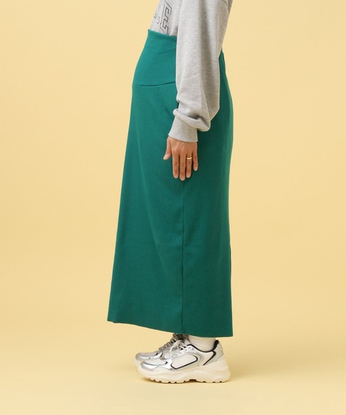 LEPSIM（レプシィム）の「【産前・産後対応】マタニティ／リブナロースカート　582139（マタニティウェア/グッズ・レディース・グリーン/ブラック・FREE）」の9枚目の写真
