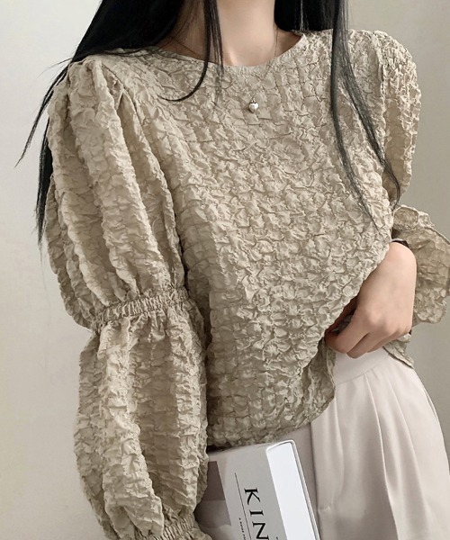 ReRe(リリ)の「ふんわり袖×シボ感ナチュラルブラウス(シャツ/ブラウス・レディース・ベージュ/ブラック/ホワイト・FREE)」の10枚目の写真