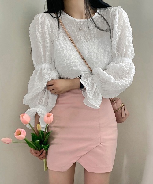 ReRe(リリ)の「ふんわり袖×シボ感ナチュラルブラウス(シャツ/ブラウス・レディース・ベージュ/ブラック/ホワイト・FREE)」の14枚目の写真
