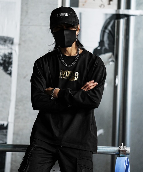DIVINER(ディヴァイナー)の「【DIVINER】Meriken Sack Logo L/TEE(Tシャツ/カットソー・メンズ・ブラック×シルバー/ブラック×ゴールド・M/L)」の1枚目の写真