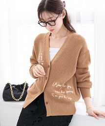 le.coeur blanc | メッセージ刺繍Vカーディガン(カーディガン/ボレロ)