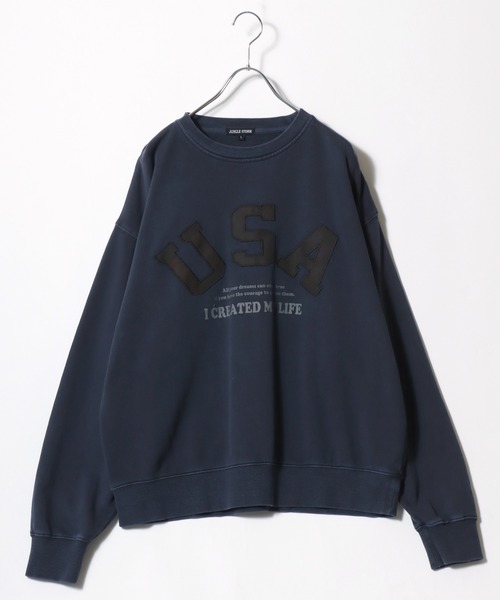 Salong hameu（サロン ハミュー）の「セットアップ対応 USAカモフラロゴアップリケ ピグメントウォッシュスウェットトレーナー メンズ レディース ユニセックス（スウェット・メンズ・ピンク/スミクロ/ネイビー・M/L）」の9枚目の写真