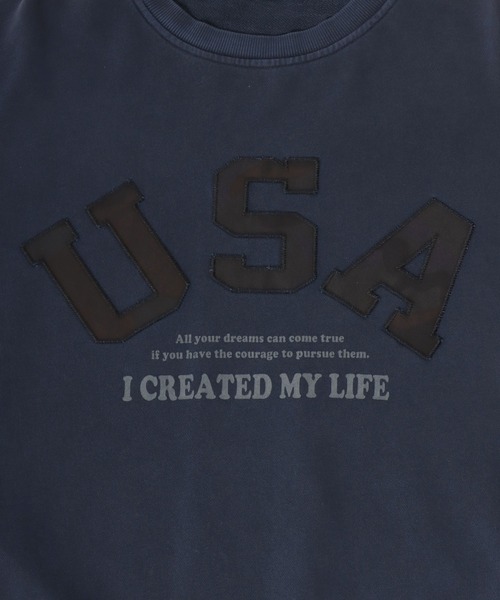 Salong hameu（サロン ハミュー）の「セットアップ対応 USAカモフラロゴアップリケ ピグメントウォッシュスウェットトレーナー メンズ レディース ユニセックス（スウェット・メンズ・ピンク/スミクロ/ネイビー・M/L）」の10枚目の写真