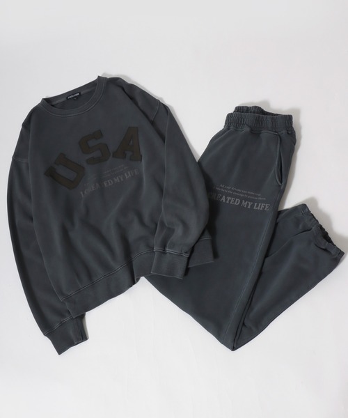 Salong hameu（サロン ハミュー）の「セットアップ対応 USAカモフラロゴアップリケ ピグメントウォッシュスウェットトレーナー メンズ レディース ユニセックス（スウェット・メンズ・ピンク/スミクロ/ネイビー・M/L）」の20枚目の写真