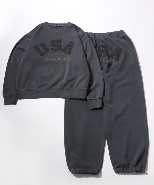 Salong hameu（サロン ハミュー）の「セットアップ対応 USAカモフラロゴアップリケ ピグメントウォッシュスウェットトレーナー メンズ レディース ユニセックス（スウェット・メンズ・ピンク/スミクロ/ネイビー・M/L）」の21枚目の写真