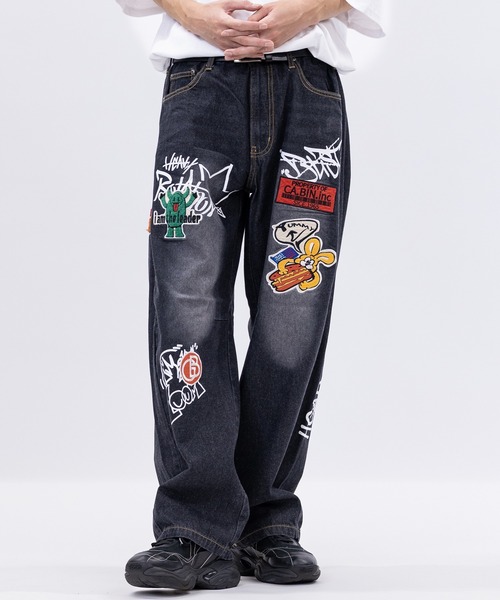 JOHN'S CLOSET（ジョンズクローゼット）の「【13】ワッペンデニム カーブデニムパンツ（デニムパンツ・メンズ・ブルー/ブラック・MEDIUM/LARGE）」の3枚目の写真