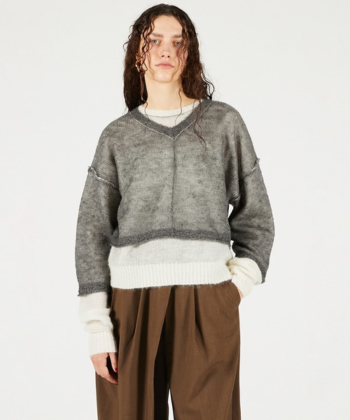 PRANK PROJECT（プランクプロジェクト）の「リバーシブルモヘアニット / Reversible Mohair Knit（ニット/セーター・レディース・レッド/グレー/ブラック・FREE）」の3枚目の写真