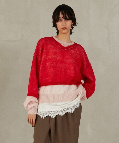 PRANK PROJECT（プランクプロジェクト）の「リバーシブルモヘアニット / Reversible Mohair Knit（ニット/セーター・レディース・レッド/グレー/ブラック・FREE）」の8枚目の写真