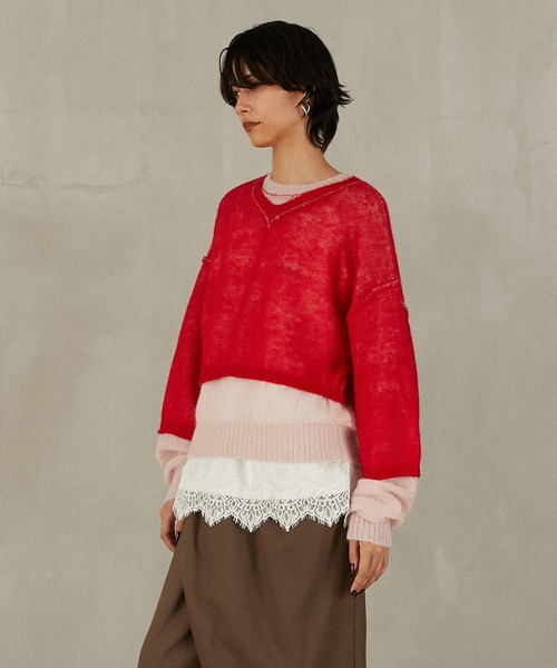 PRANK PROJECT（プランクプロジェクト）の「リバーシブルモヘアニット / Reversible Mohair Knit（ニット/セーター・レディース・レッド/グレー/ブラック・FREE）」の10枚目の写真