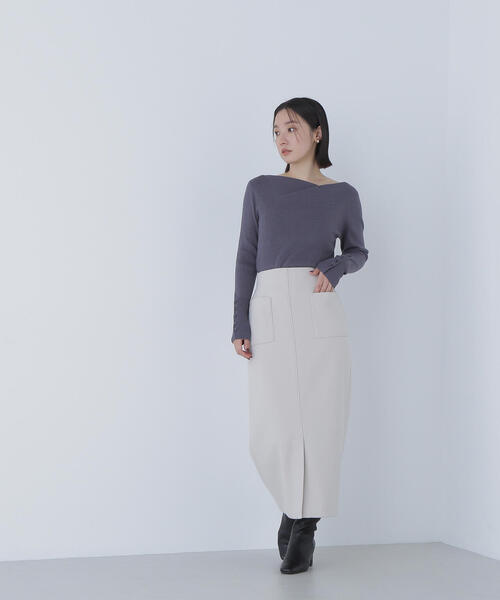 NATURAL BEAUTY BASIC（ナチュラルビューティーベーシック）の「◇ニュアンスネックリブニット（ニット/セーター・レディース・ピンク/ブルー/オフホワイト/チャコールグレー・FREE）」の6枚目の写真