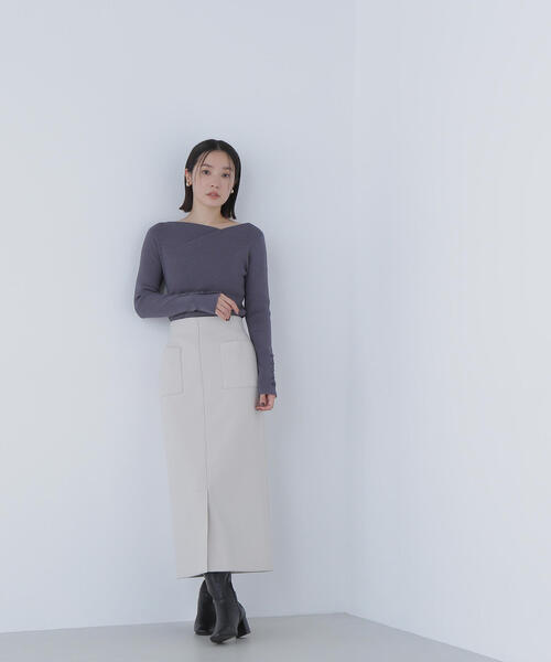 NATURAL BEAUTY BASIC（ナチュラルビューティーベーシック）の「◇ニュアンスネックリブニット（ニット/セーター・レディース・ピンク/ブルー/オフホワイト/チャコールグレー・FREE）」の8枚目の写真