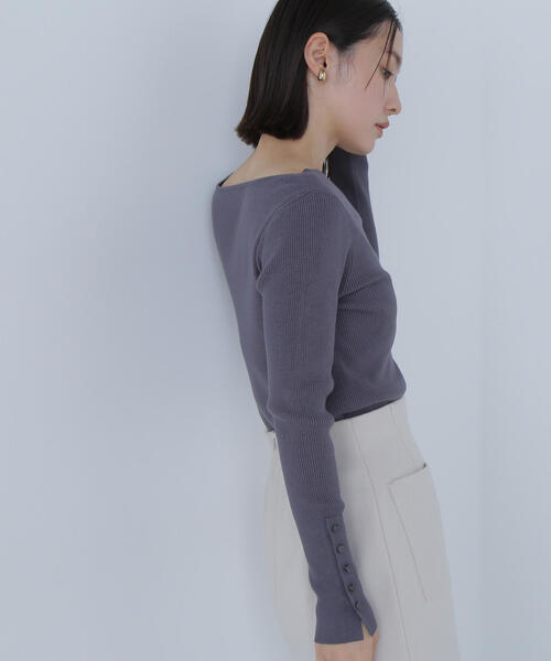 NATURAL BEAUTY BASIC（ナチュラルビューティーベーシック）の「◇ニュアンスネックリブニット（ニット/セーター・レディース・ピンク/ブルー/オフホワイト/チャコールグレー・FREE）」の9枚目の写真