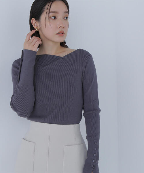 NATURAL BEAUTY BASIC（ナチュラルビューティーベーシック）の「◇ニュアンスネックリブニット（ニット/セーター・レディース・ピンク/ブルー/オフホワイト/チャコールグレー・FREE）」の11枚目の写真