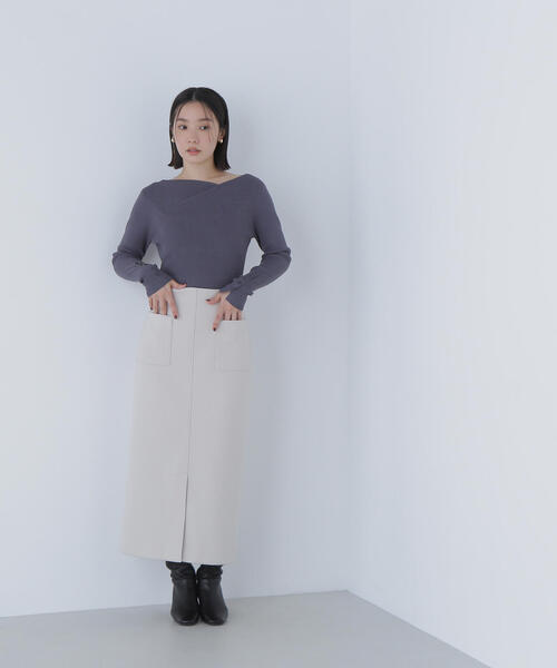 NATURAL BEAUTY BASIC（ナチュラルビューティーベーシック）の「◇ニュアンスネックリブニット（ニット/セーター・レディース・ピンク/ブルー/オフホワイト/チャコールグレー・FREE）」の12枚目の写真