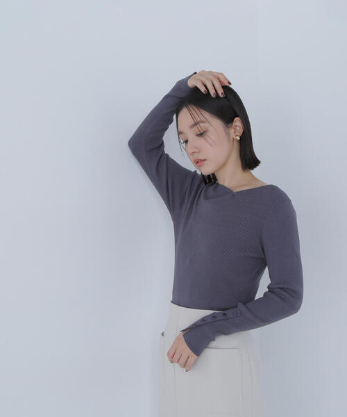 NATURAL BEAUTY BASIC（ナチュラルビューティーベーシック）の「◇ニュアンスネックリブニット（ニット/セーター・レディース・ピンク/ブルー/オフホワイト/チャコールグレー・FREE）」の13枚目の写真