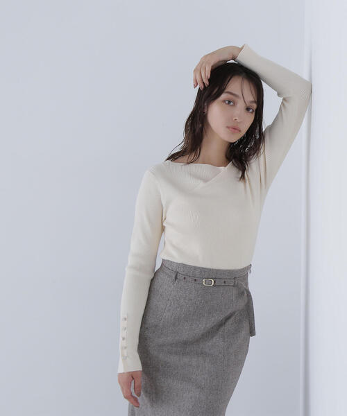 NATURAL BEAUTY BASIC（ナチュラルビューティーベーシック）の「◇ニュアンスネックリブニット（ニット/セーター・レディース・ピンク/ブルー/オフホワイト/チャコールグレー・FREE）」の15枚目の写真