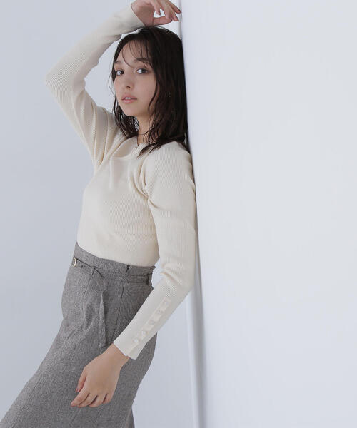 NATURAL BEAUTY BASIC（ナチュラルビューティーベーシック）の「◇ニュアンスネックリブニット（ニット/セーター・レディース・ピンク/ブルー/オフホワイト/チャコールグレー・FREE）」の19枚目の写真