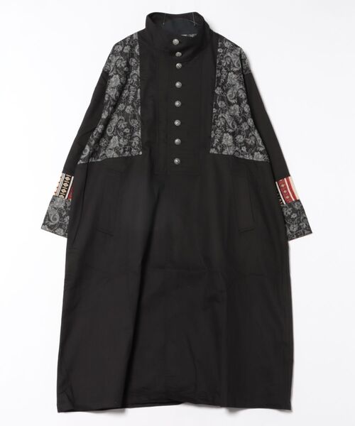 チャイハネ（チャイハネ）の「【チャイハネ】ヤオリ異素材パッチワークMEN'Sロングカーディガン（カーディガン/ボレロ・メンズ・ベージュ/ブラック/ブルー・FREE）」の2枚目の写真