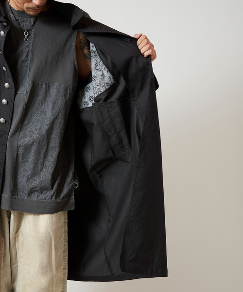 チャイハネ（チャイハネ）の「【チャイハネ】ヤオリ異素材パッチワークMEN'Sロングカーディガン（カーディガン/ボレロ・メンズ・ベージュ/ブラック/ブルー・FREE）」の10枚目の写真