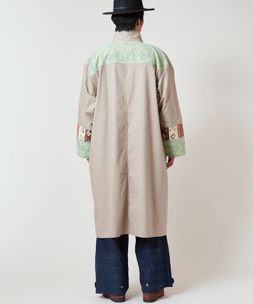 チャイハネ（チャイハネ）の「【チャイハネ】ヤオリ異素材パッチワークMEN'Sロングカーディガン（カーディガン/ボレロ・メンズ・ベージュ/ブラック/ブルー・FREE）」の15枚目の写真