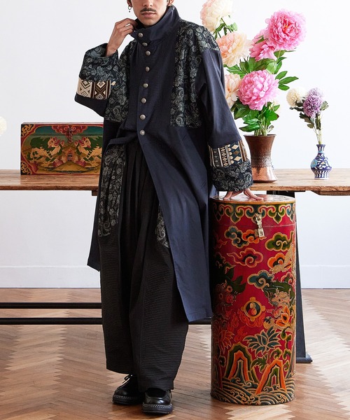 チャイハネ（チャイハネ）の「【チャイハネ】ヤオリ異素材パッチワークMEN'Sロングカーディガン（カーディガン/ボレロ・メンズ・ベージュ/ブラック/ブルー・FREE）」の20枚目の写真