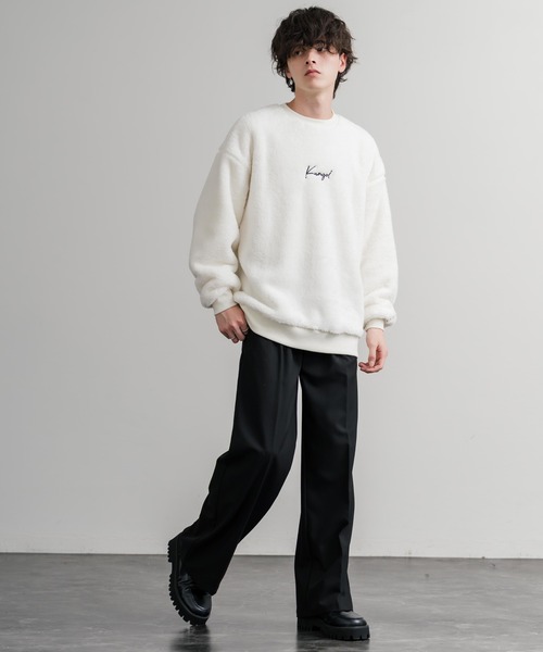 KANGOL（カンゴール）の「KANGOL カンゴール 別注コラボ ロゴ刺繍シャギーボアフリースクルーネックトレーナー（スウェット・メンズ・ベージュ/チャコール/ネイビー/ブラウン/ブラック/オフホワイト・M/L/XL）」の15枚目の写真