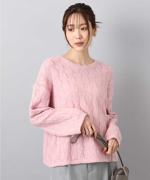 MK MICHEL KLEIN（エムケーミッシェルクラン）の「スパンコールラメ入りニット/洗える（ニット/セーター・レディース・ベージュ/ライトグレー/ピンク・38）」の2枚目の写真