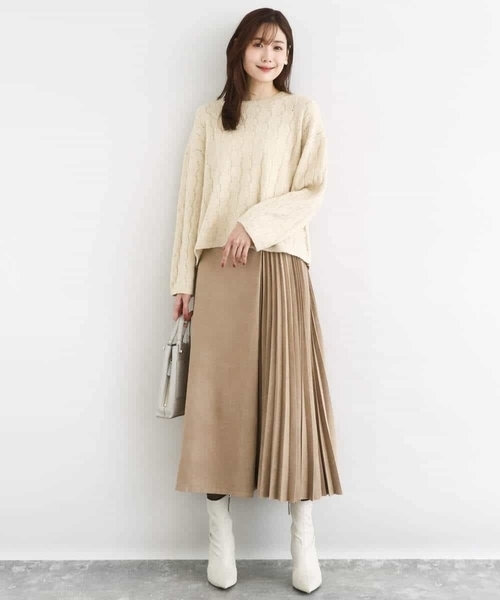 MK MICHEL KLEIN（エムケーミッシェルクラン）の「スパンコールラメ入りニット/洗える（ニット/セーター・レディース・ベージュ/ライトグレー/ピンク・38）」の5枚目の写真