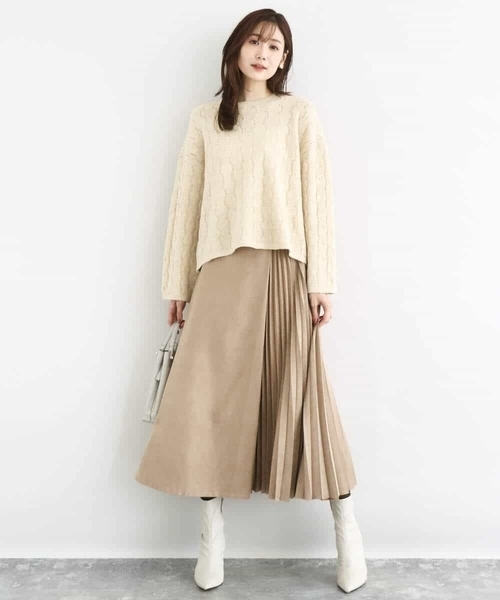 MK MICHEL KLEIN（エムケーミッシェルクラン）の「スパンコールラメ入りニット/洗える（ニット/セーター・レディース・ベージュ/ライトグレー/ピンク・38）」の7枚目の写真