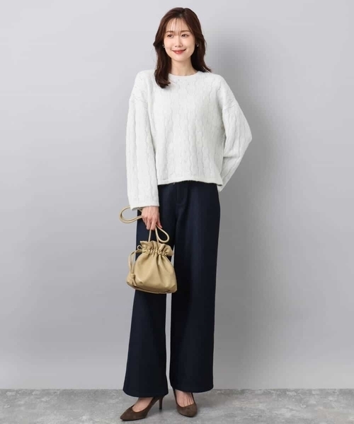 MK MICHEL KLEIN（エムケーミッシェルクラン）の「スパンコールラメ入りニット/洗える（ニット/セーター・レディース・ベージュ/ライトグレー/ピンク・38）」の17枚目の写真