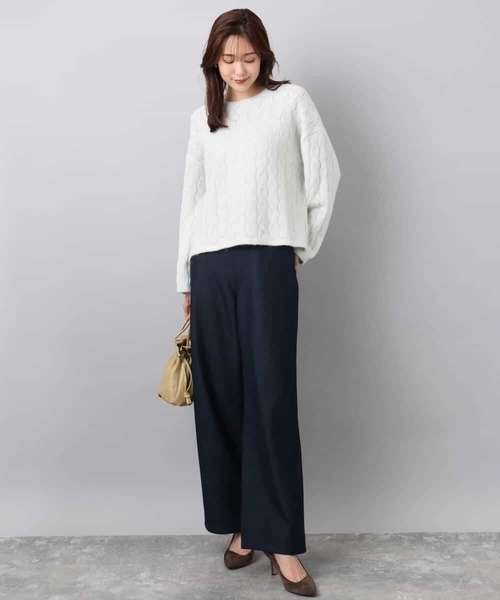 MK MICHEL KLEIN（エムケーミッシェルクラン）の「スパンコールラメ入りニット/洗える（ニット/セーター・レディース・ベージュ/ライトグレー/ピンク・38）」の18枚目の写真