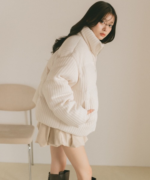 VANNIE U（ヴァニーユー）の「ケーブルニット中綿コート（その他アウター・レディース・ブラック/アイボリー・FREE）」の21枚目の写真
