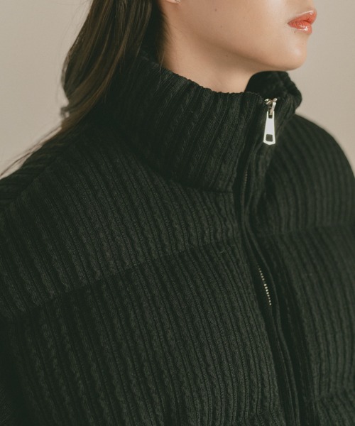 VANNIE U（ヴァニーユー）の「ケーブルニット中綿コート（その他アウター・レディース・ブラック/アイボリー・FREE）」の18枚目の写真