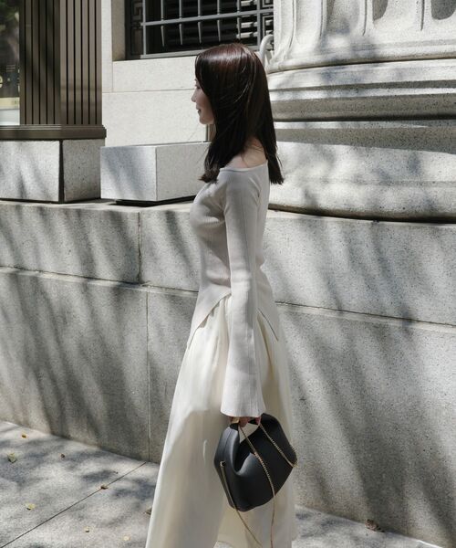 【新品タグ付】cle blatt アシメドッキングニットワンピース M ボルドー アシメドッキングニットワンピース（ワンピース）｜cle blatt