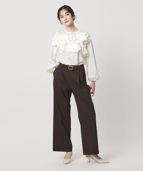 UNITED ARROWS（ユナイテッドアローズ）の「リボン コンビ パフスリーブ カットソー ‐ウォッシャブル‐（Tシャツ/カットソー・レディース・ブラック/ネイビー/ホワイト・FREE）」の7枚目の写真