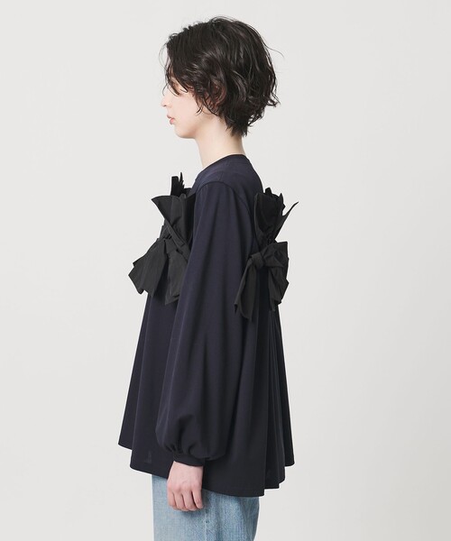 UNITED ARROWS（ユナイテッドアローズ）の「リボン コンビ パフスリーブ カットソー ‐ウォッシャブル‐（Tシャツ/カットソー・レディース・ブラック/ネイビー/ホワイト・FREE）」の11枚目の写真