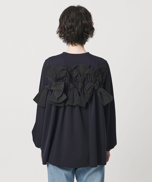 UNITED ARROWS（ユナイテッドアローズ）の「リボン コンビ パフスリーブ カットソー ‐ウォッシャブル‐（Tシャツ/カットソー・レディース・ブラック/ネイビー/ホワイト・FREE）」の12枚目の写真