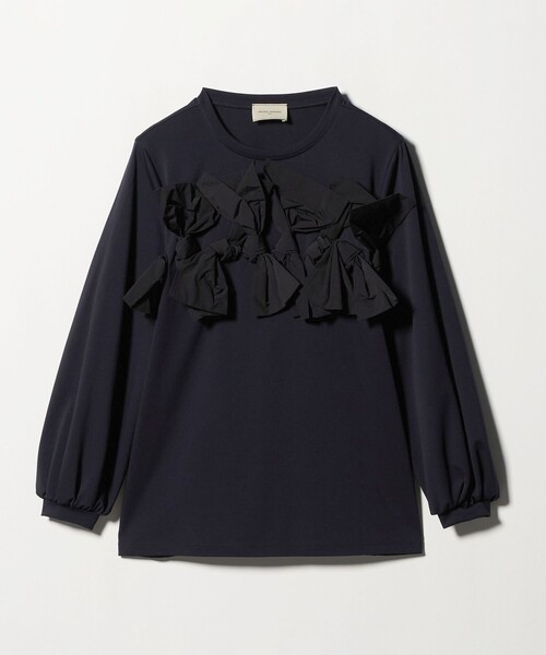 リボン コンビ パフスリーブ カットソー ‐ウォッシャブル‐（Tシャツ