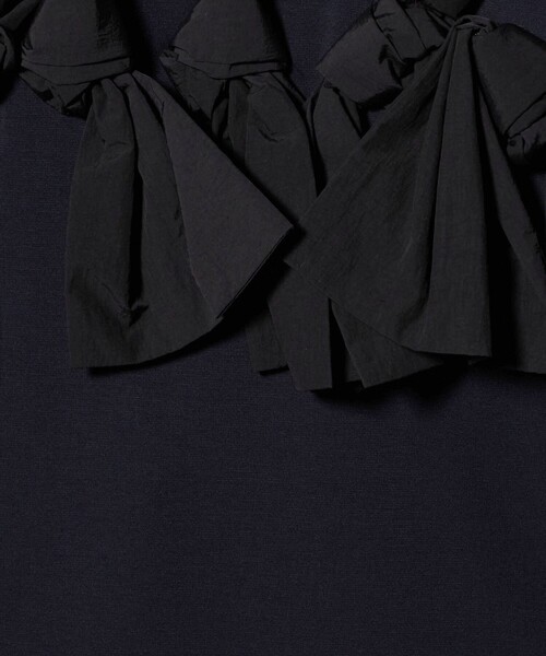 リボン コンビ パフスリーブ カットソー ‐ウォッシャブル‐（Tシャツ