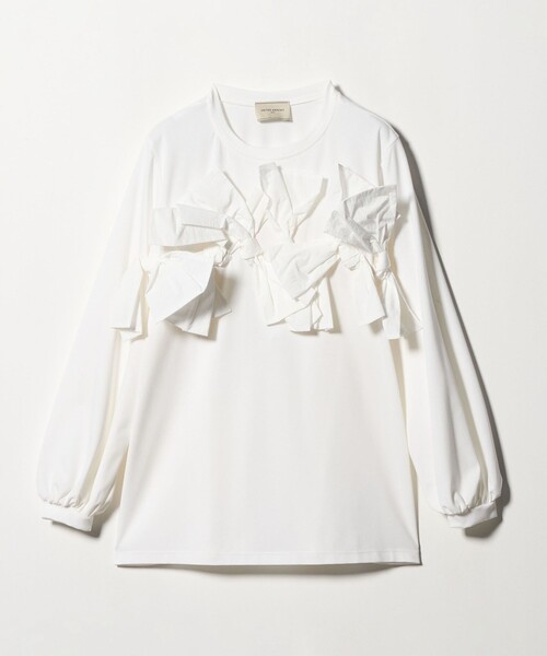 リボン コンビ パフスリーブ カットソー ‐ウォッシャブル‐（Tシャツ