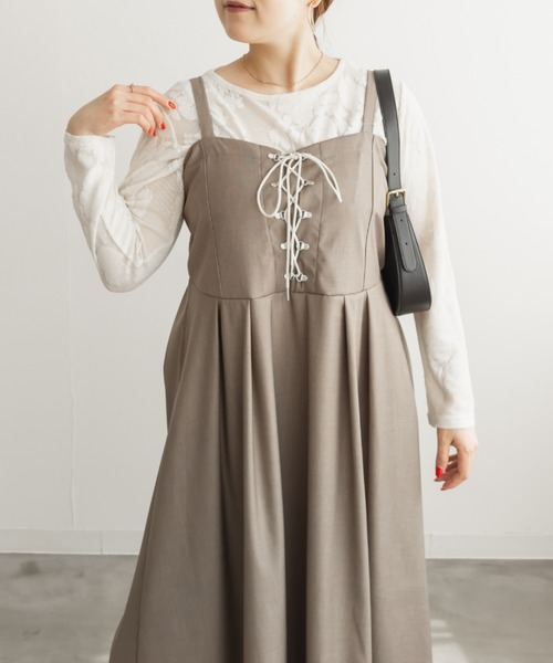 CLETTE(クレット)の「CLETTEオリジナルレースアップジャンスカワンピース(ワンピース・レディース・モカ/グレー/チャコールグレー・LL/3L/4L)」の14枚目の写真
