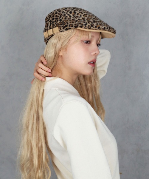 BARELY BLUE（ベアリーブルー）の「【 BARELY BLUE / ベアリーブルー 】 クラシカル レオパード ハンチング帽（ハンチング/ベレー帽・レディース・ベージュ/ネイビー/ブラック・FREE）」の9枚目の写真