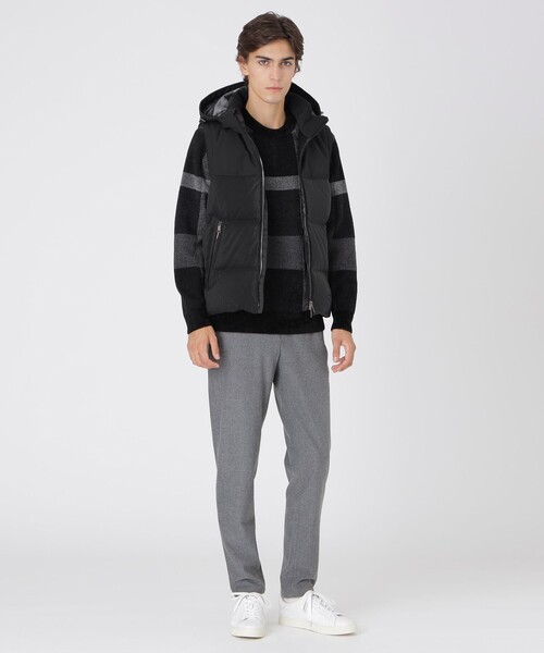 セール】ファブリックコンビダウンベスト（ダウンベスト）｜BLACK