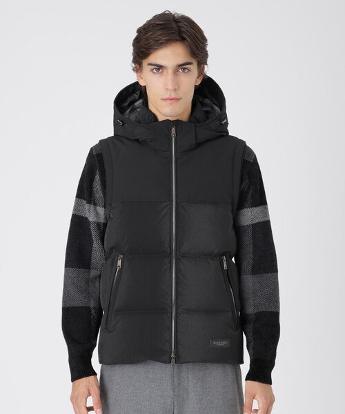 セール】ファブリックコンビダウンベスト（ダウンベスト）｜BLACK