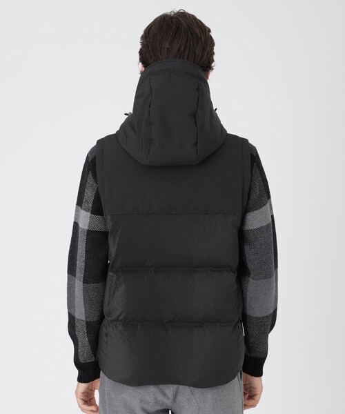 セール】ファブリックコンビダウンベスト（ダウンベスト）｜BLACK