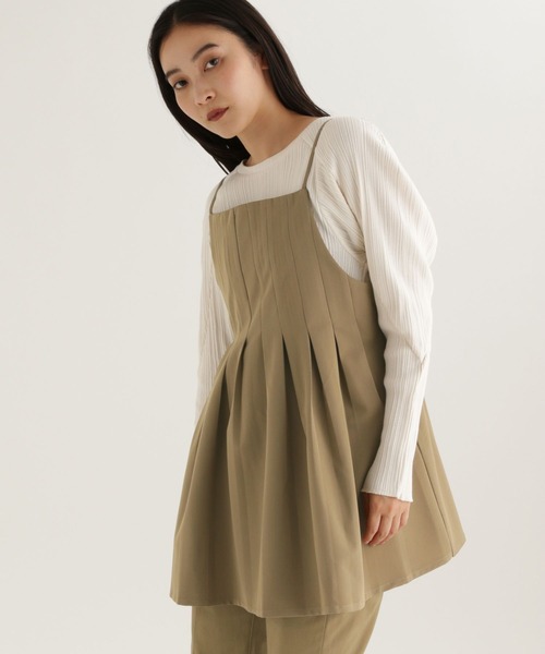 studio CLIP（スタディオクリップ）の「【daily CLIP】微起毛ツイルロングビスチェ（キャミソール・レディース・ブラック/ベージュ・FREE）」の2枚目の写真